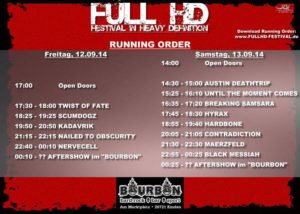 full hd festival running order 2014