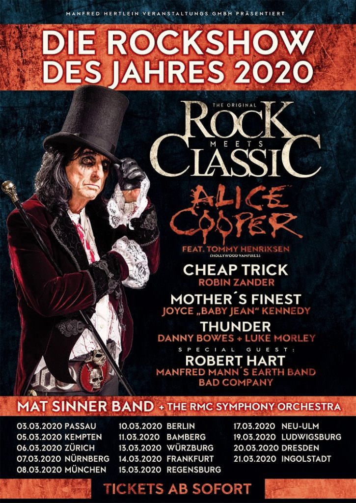 Rock Meets Classic Tour 2020 mit Alice Cooper, Robin Zander, Joyce