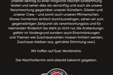 District 28 Konzertabsage GurD und Contorsion Siebnen 2020