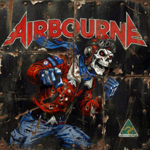 Airbourne Bandlogo und Artwork für Single „Here She Comes“.
