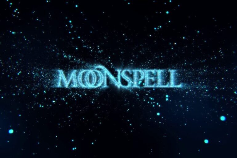 Moonspell Logo im Weltraum mit Sternen, passend zum Metal-Theme.