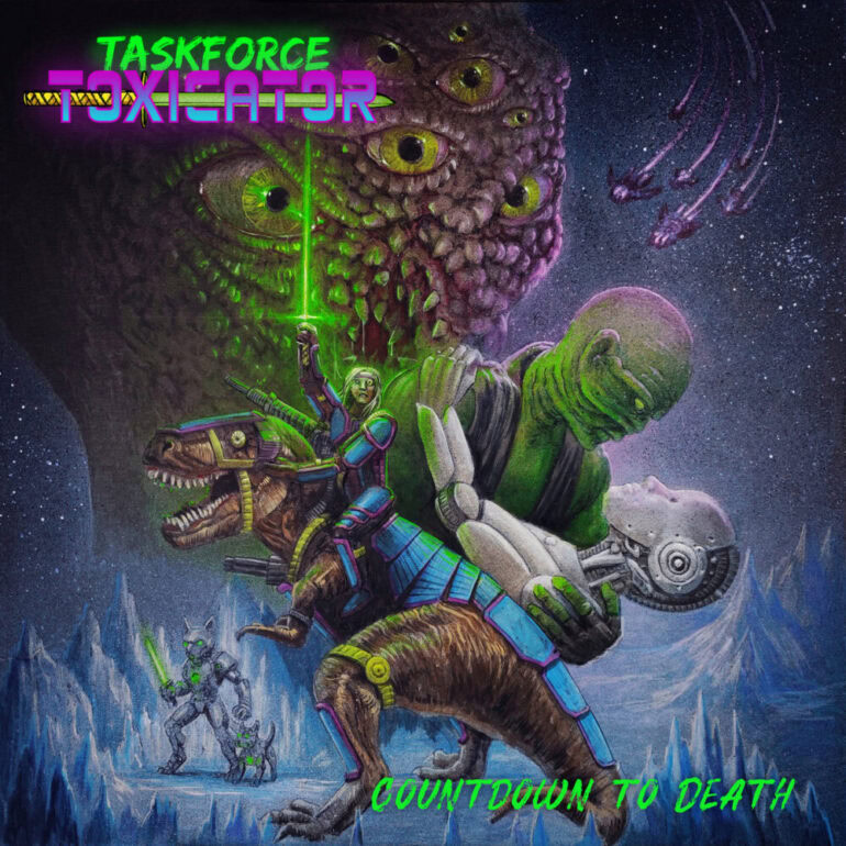 Futuristisches Sci-Fi-Bild mit Kampf gegen Monster und Aliens.