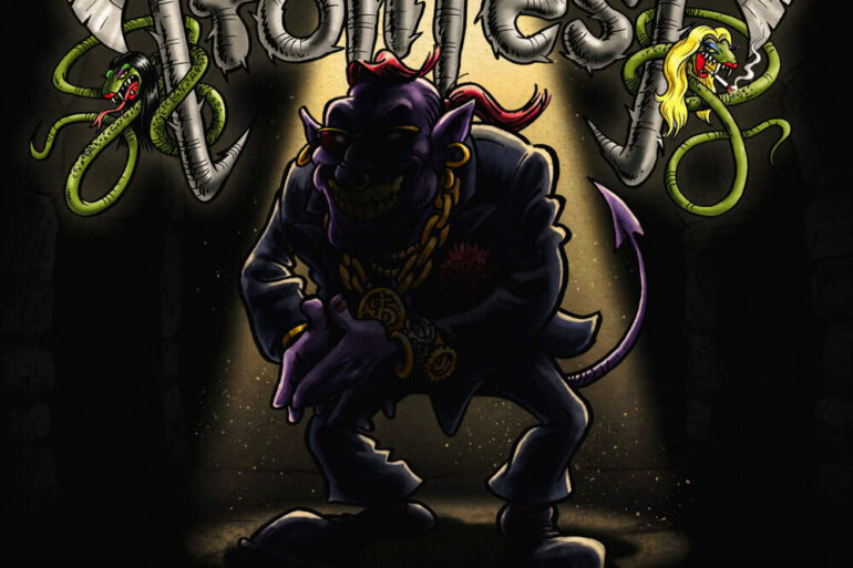 Trollfest Single Cover mit dämonischem Charakter und Metal-Design.