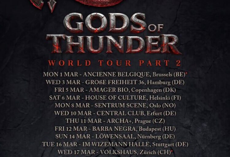 Saxon God of Thunder Tour 2027 Promo mit Bandlogo.