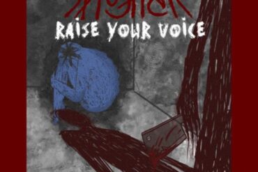 Metal Album Cover mit blauer Figur und rotem Text.
